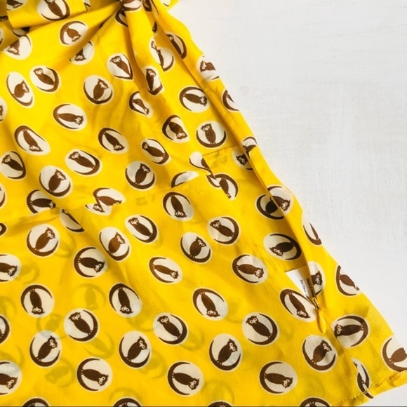 [anthro] Girls from Savoy Owl Moon Silk Print Tie Front Peplum Puff Sleeve Top - Picture 7 of 11